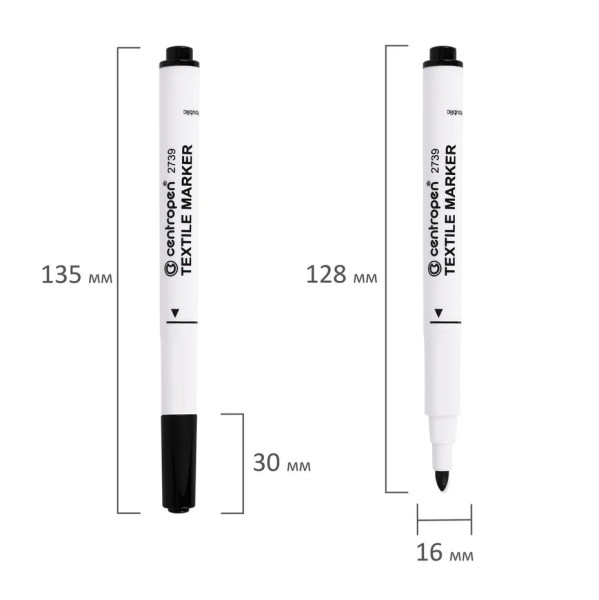 Набор маркеров для ткани Centropen "Textil Marker 2739" 10 цв 1.8 мм, картон. уп., европодвес RE-527391001