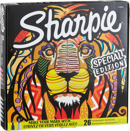 Набор перманентных маркеров SHARPIE "Лев" 24 цв (26 шт), 0.35/2 мм, пулевидный, подарочная упаковка RE-2110123