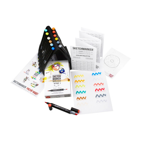 Набор маркеров SKETCHMARKER Step 1 12 шт для начинающих + сумка органайзер MPSM-12STEP1