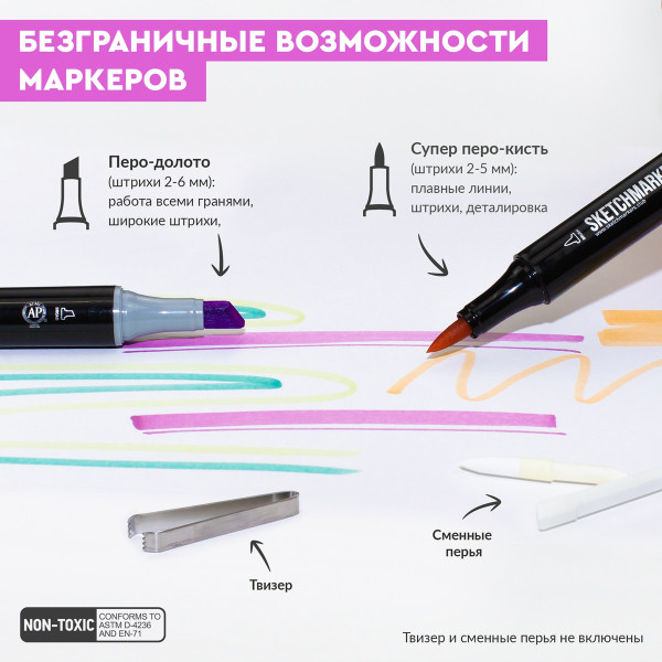 Набор маркеров SKETCHMARKER Brush America 36 шт Америка + сумка органайзер MPSMB-36AMER