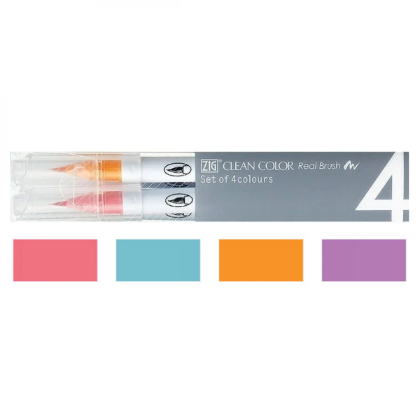 Набор маркеров CLEAN COLOR Real Brush - Pale colours 4 шт MPRB-6000AT/4VA