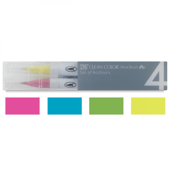 Набор маркеров CLEAN COLOR Real Brush - Pop colours 4 шт MPRB-6000AT/4VB