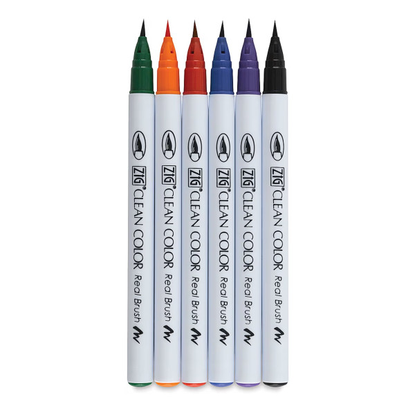 Набор маркеров с кистью Clean Color Real Brush 6 шт MPRB-6000A/6V