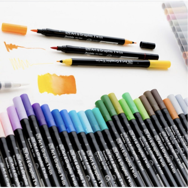 Набор маркеров ZIG Art & Graphic Twin Soft set (мягкие оттенки) 4 шт MPTUT-80/V4SOFT