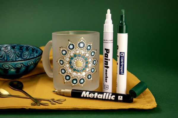 Маркер-краска Centropen "Paint Marker 9100" 5 мм, лаковый, клиновидный, черная, блистер RE-5 9100 9912