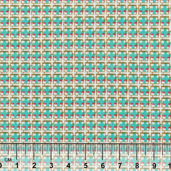 Ткань для пэчворка PEPPY БАБУШКИН СУНДУЧОК 50 x 55 см 140 ± 5 г/м2 100% хлопок БС-03 клетка бирюзовый/бл.зеленый